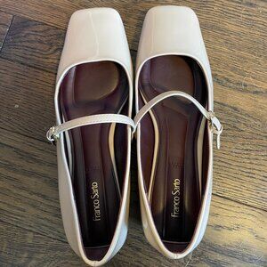 Franco Sarto Tinsley Mary Jane Flats, Size 9, Beige Faux Leather